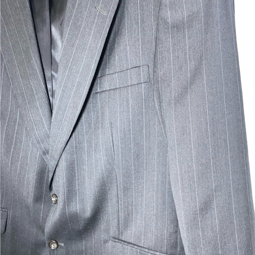Oscar de la Renta Men’s Pinstripe Blazer 46R Wool Charcoal Gray 2-Button Vintage - Picture 6 of 9